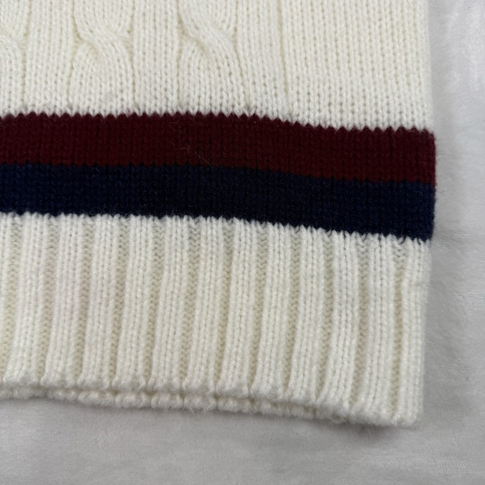 Vintage Izod Lacoste Sweater Vest Mens Large Ivory Chunky Cable Knit Golf Preppy - Picture 4 of 8